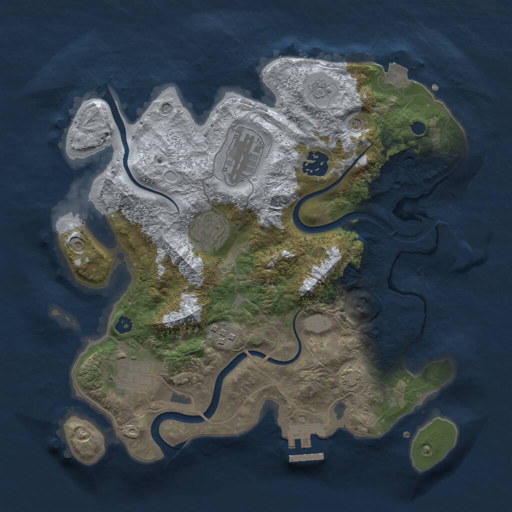 Rust Map: Procedural Map, Size: 3000, Seed: 37737, 10 Monuments
