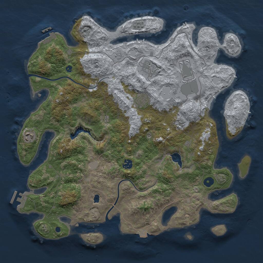Rust Map: Procedural Map, Size: 4000, Seed: 60500599, 13 Monuments