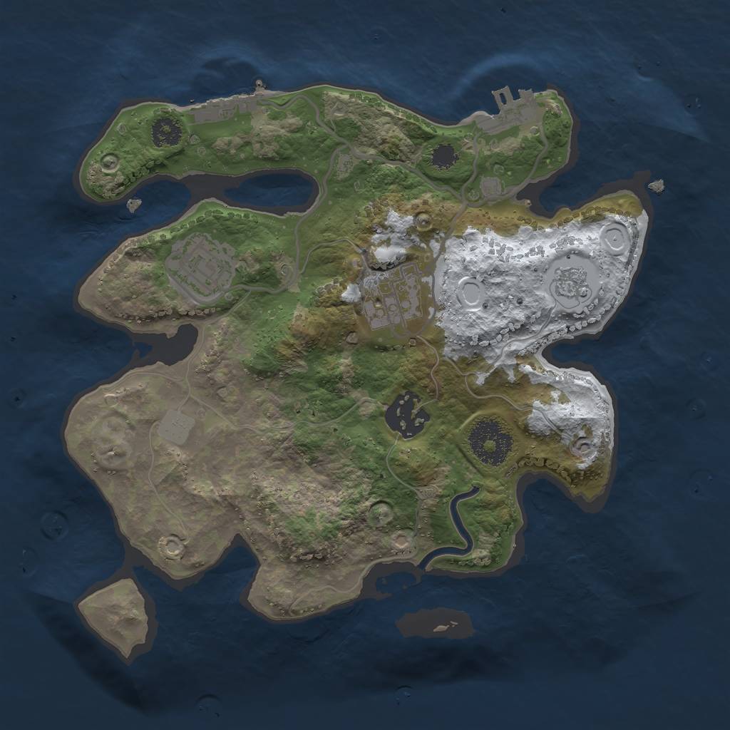 Rust Map: Procedural Map, Size: 2523, Seed: 267174540, 11 Monuments