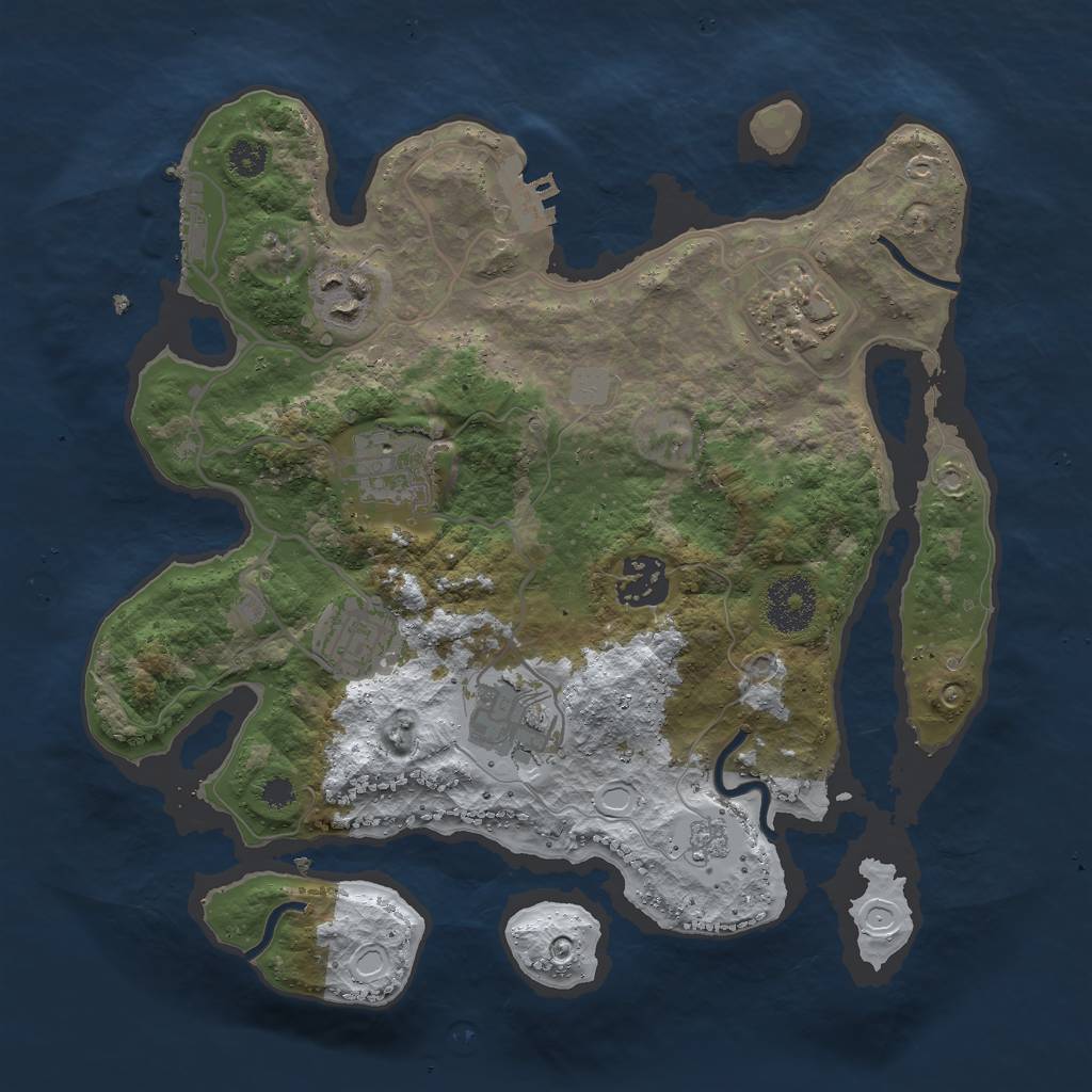Rust Map: Procedural Map, Size: 3000, Seed: 48453, 14 Monuments