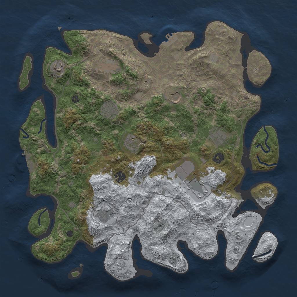 Rust Map: Procedural Map, Size: 4000, Seed: 1979844032, 19 Monuments