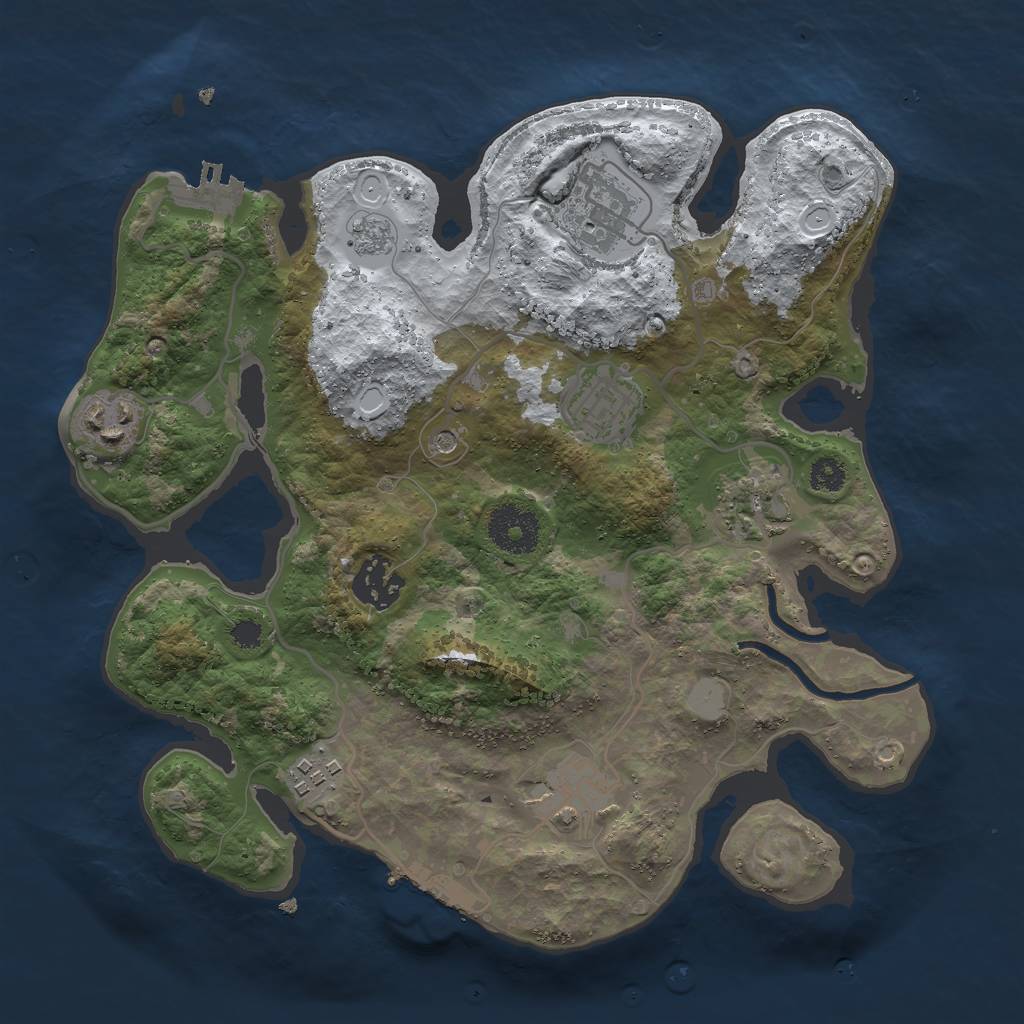 Rust Map: Procedural Map, Size: 3000, Seed: 651423223, 16 Monuments