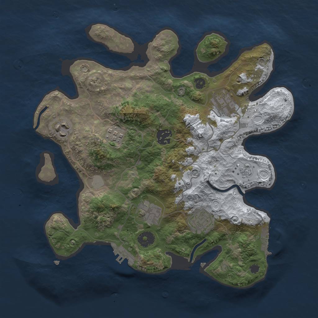 Rust Map: Procedural Map, Size: 3000, Seed: 2291, 15 Monuments