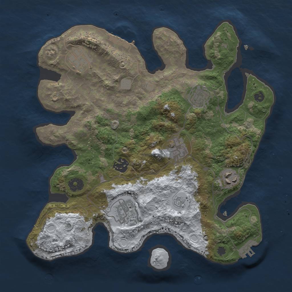 Rust Map: Procedural Map, Size: 3000, Seed: 35174599, 14 Monuments