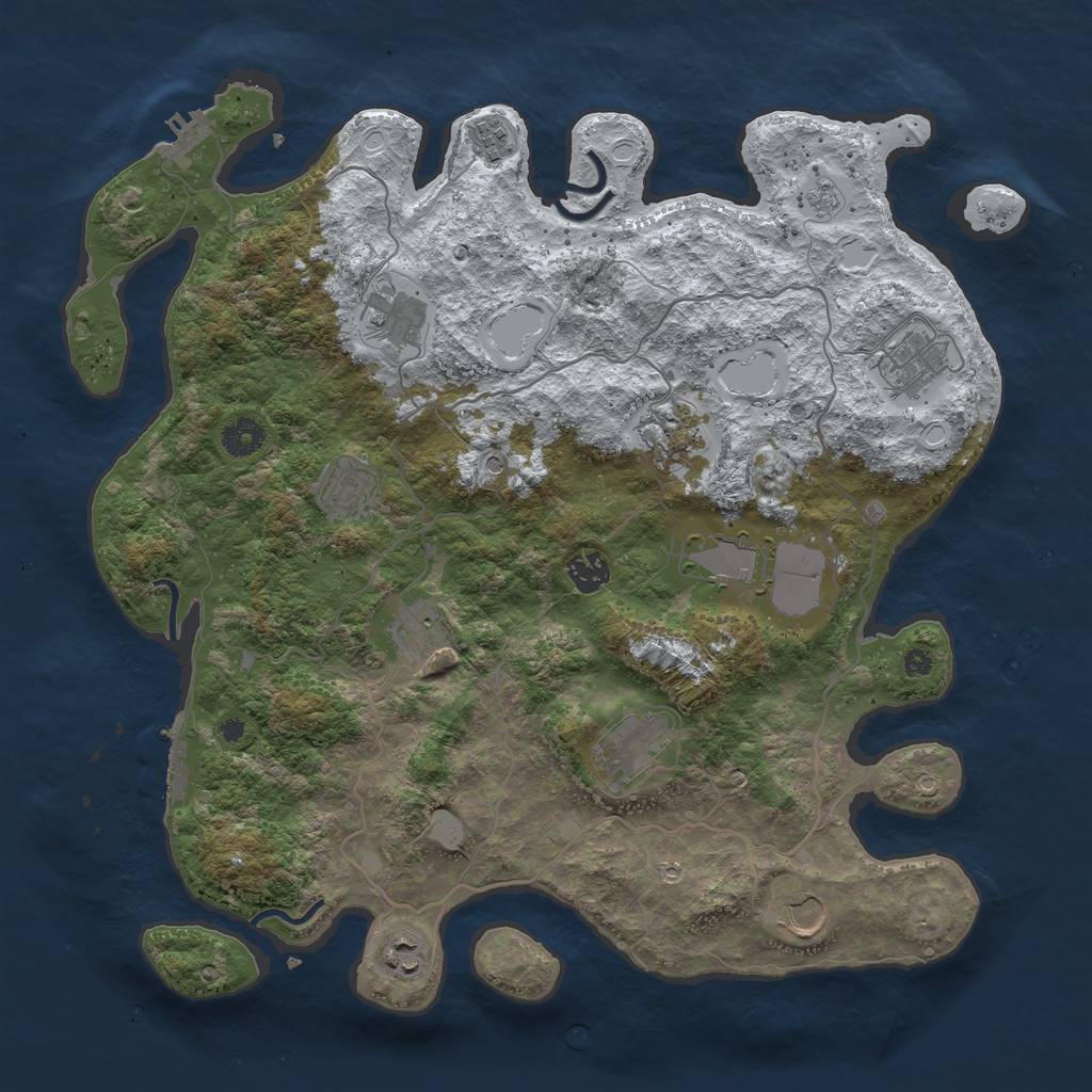 Rust Map: Procedural Map, Size: 4000, Seed: 1250999798, 20 Monuments