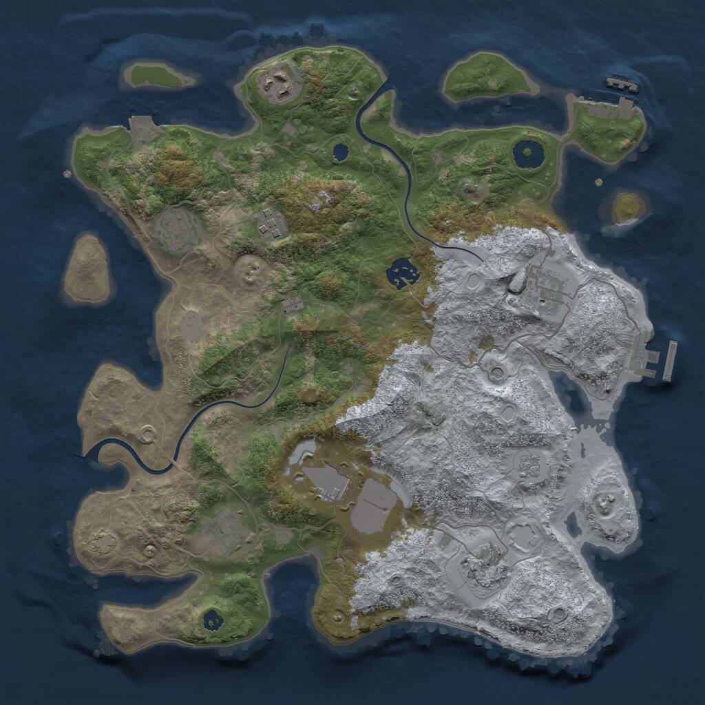 Rust Map: Procedural Map, Size: 3500, Seed: 1161599078, 14 Monuments