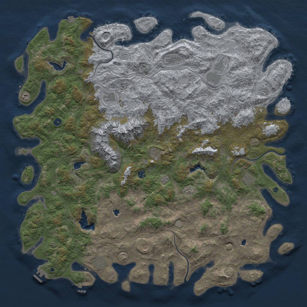 Rust Map: Procedural Map, Size: 6000, Seed: 7824, 17 Monuments