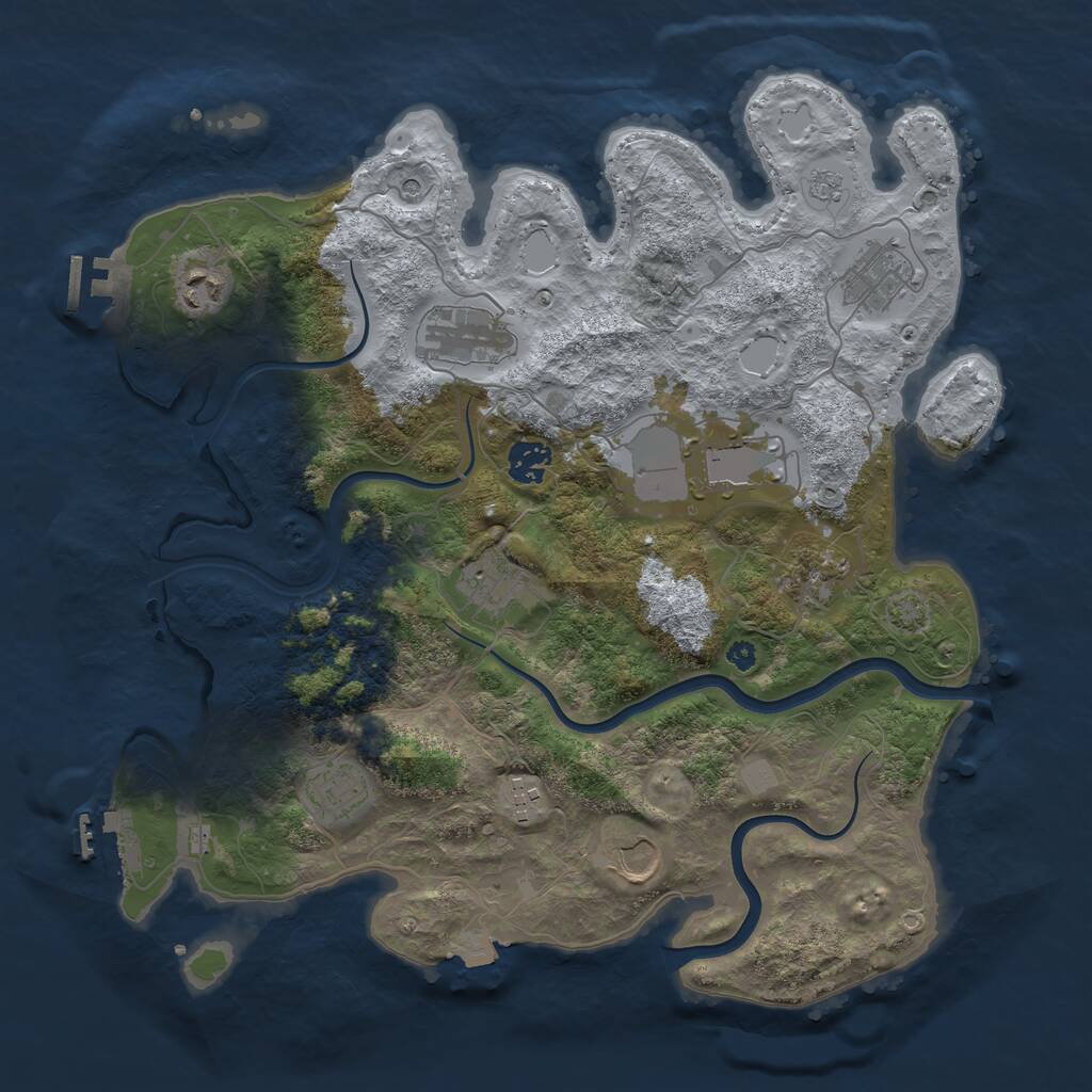 Rust Map: Procedural Map, Size: 3750, Seed: 9275124, 16 Monuments