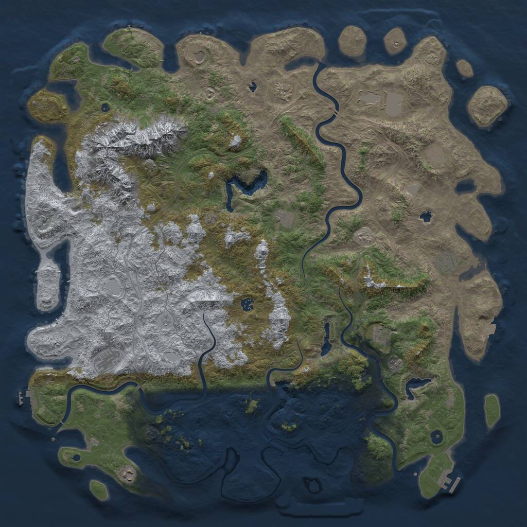 Rust Map: Procedural Map, Size: 6000, Seed: 96623354, 17 Monuments