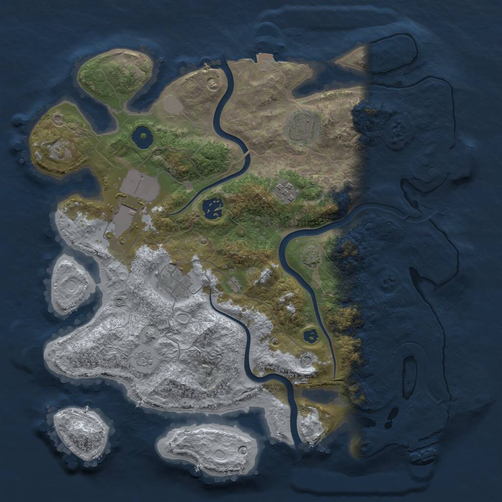 Rust Map: Procedural Map, Size: 3500, Seed: 72980464, 11 Monuments