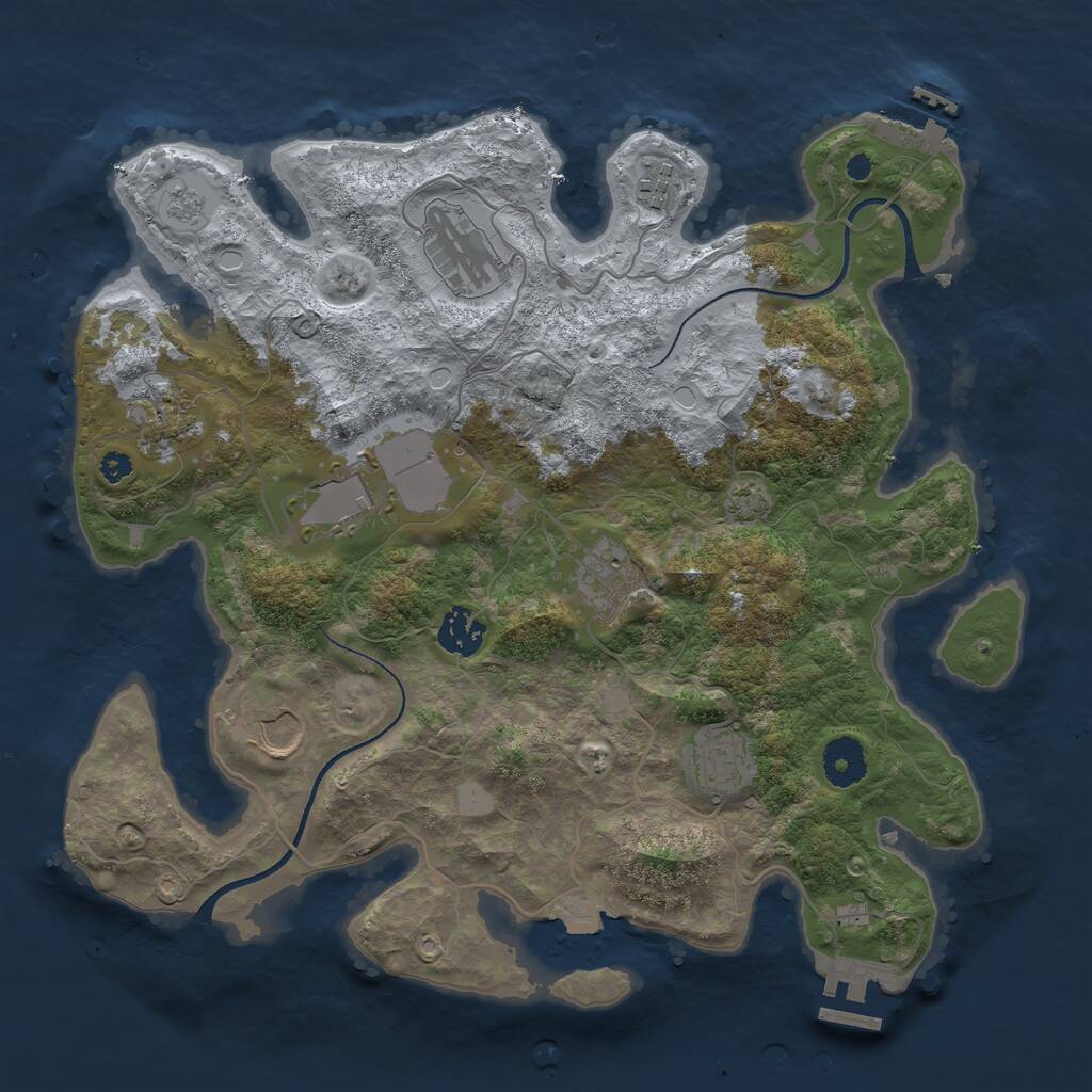 Rust Map: Procedural Map, Size: 3500, Seed: 172430976, 13 Monuments