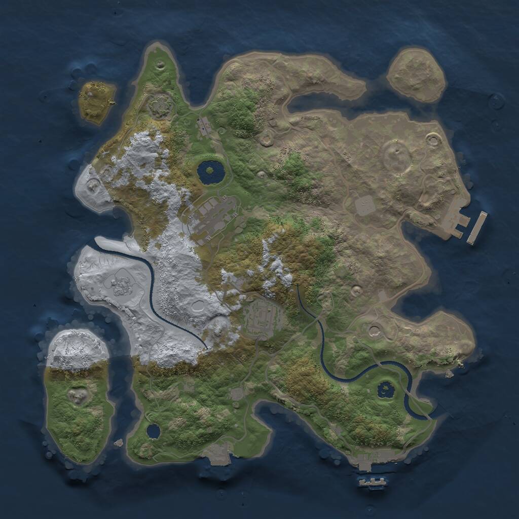 Rust Map: Procedural Map, Size: 3000, Seed: 18342, 8 Monuments