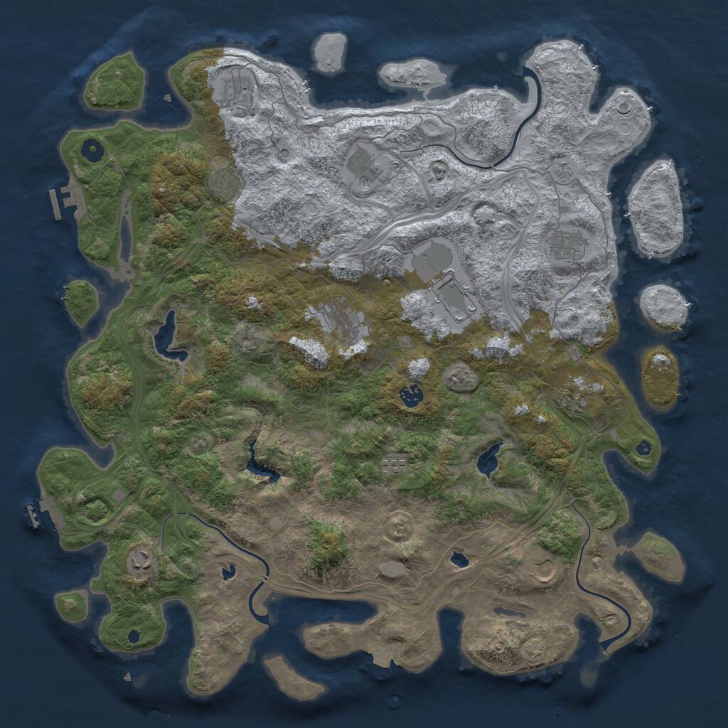 Rust Map: Procedural Map, Size: 4800, Seed: 1073656454, 17 Monuments