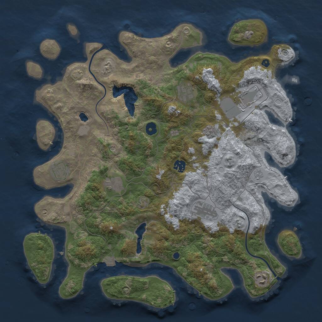 Rust Map: Procedural Map, Size: 4000, Seed: 439687, 12 Monuments