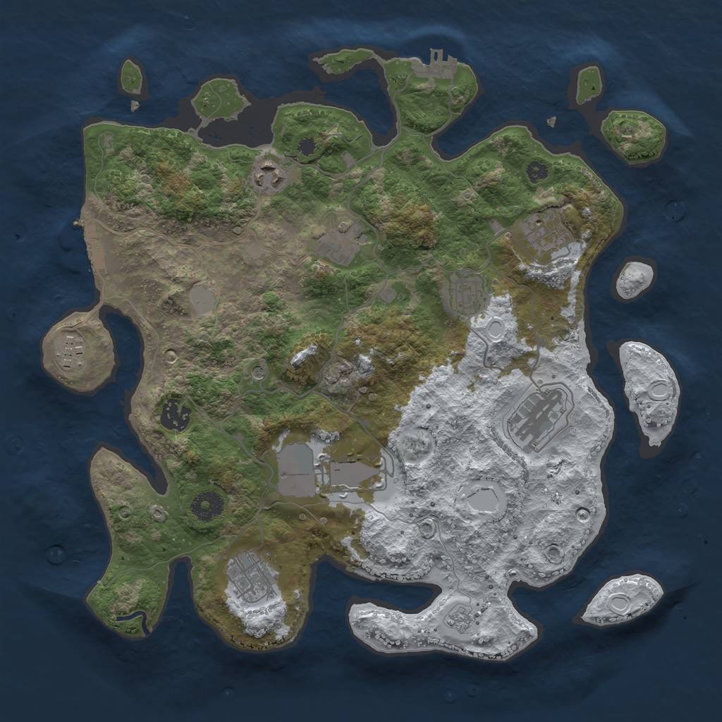 Rust Map: Procedural Map, Size: 3500, Seed: 965996182, 18 Monuments