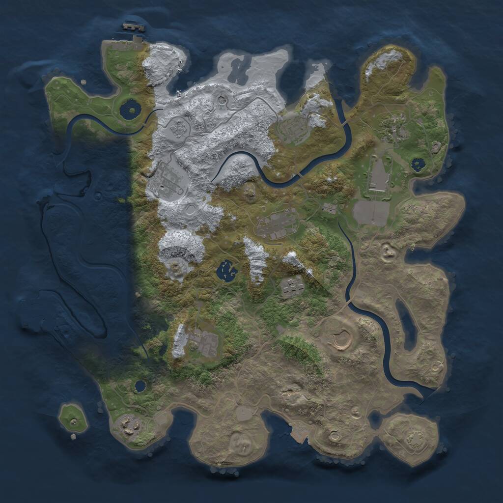 Rust Map: Procedural Map, Size: 3700, Seed: 669362469, 16 Monuments