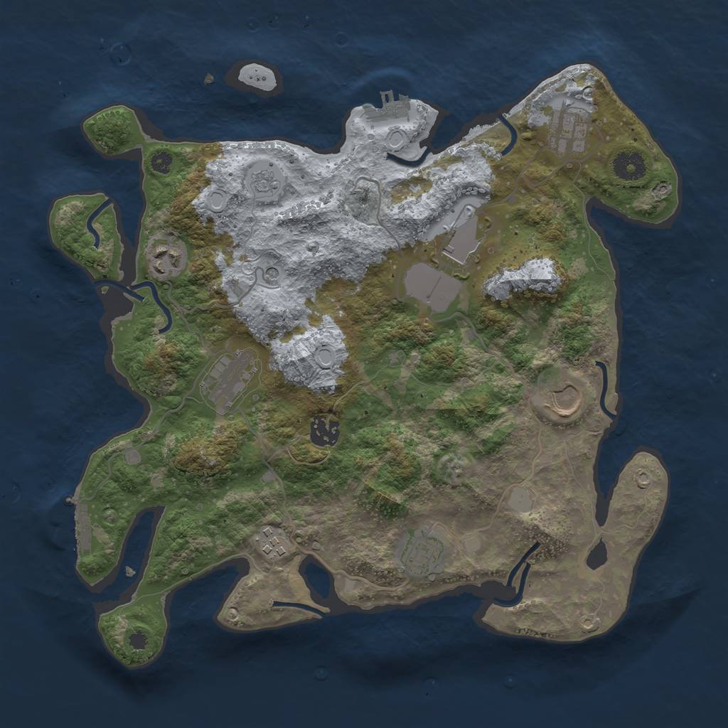 Rust Map: Procedural Map, Size: 3500, Seed: 1861244982, 17 Monuments