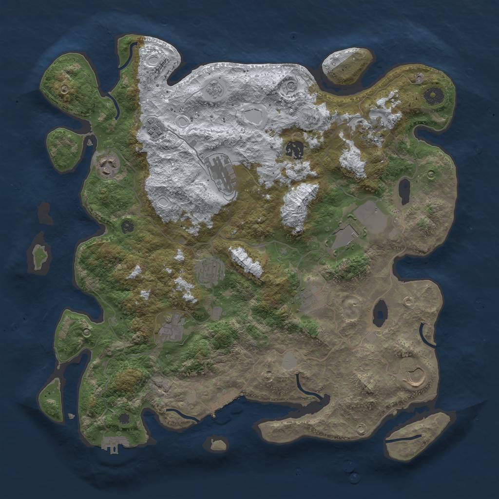 Rust Map: Procedural Map, Size: 3950, Seed: 1217855878, 19 Monuments