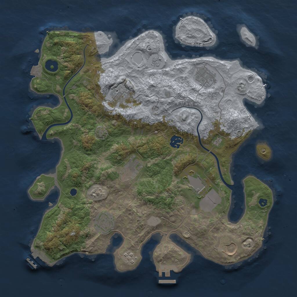 Rust Map: Procedural Map, Size: 3500, Seed: 109455161, 14 Monuments