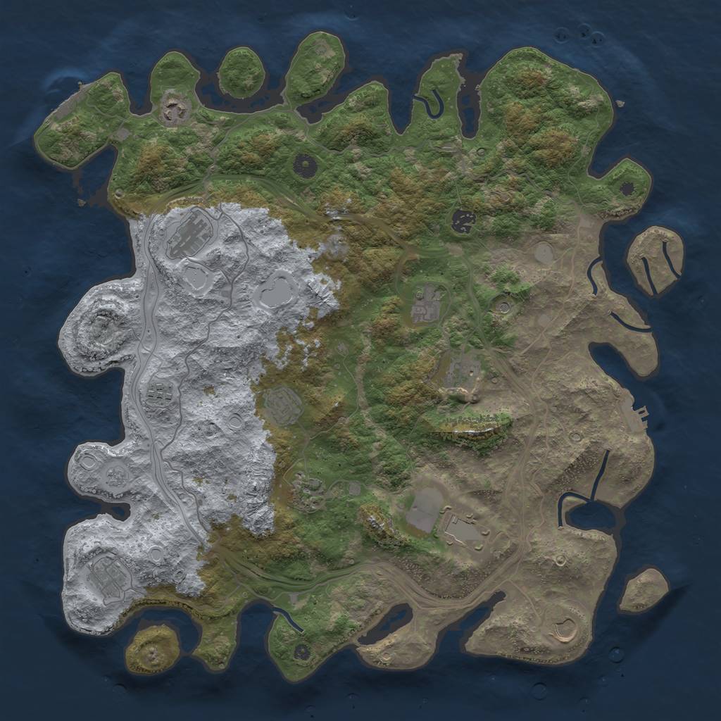 Rust Map: Procedural Map, Size: 4500, Seed: 607502950, 20 Monuments