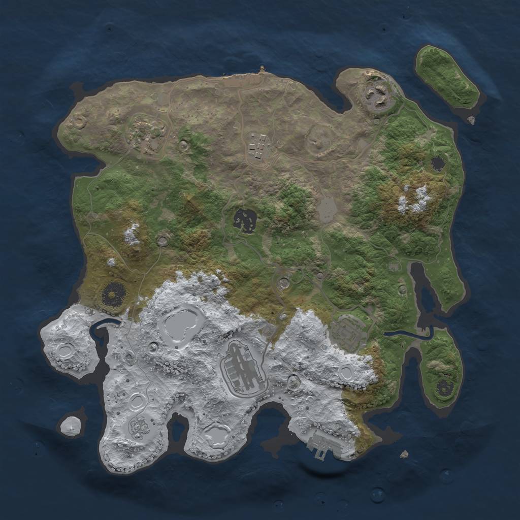 Rust Map: Procedural Map, Size: 3200, Seed: 7, 15 Monuments