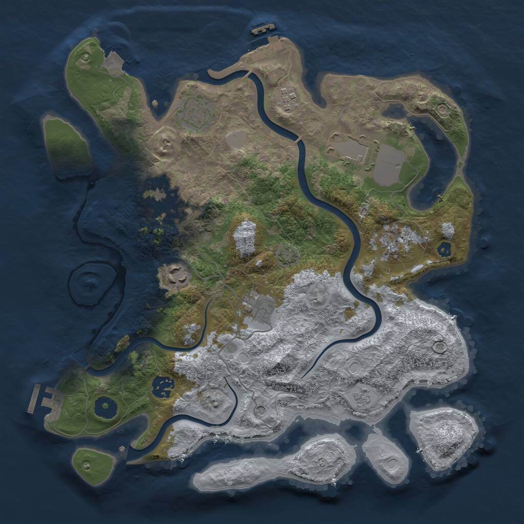 Rust Map: Procedural Map, Size: 3500, Seed: 1254689240, 14 Monuments
