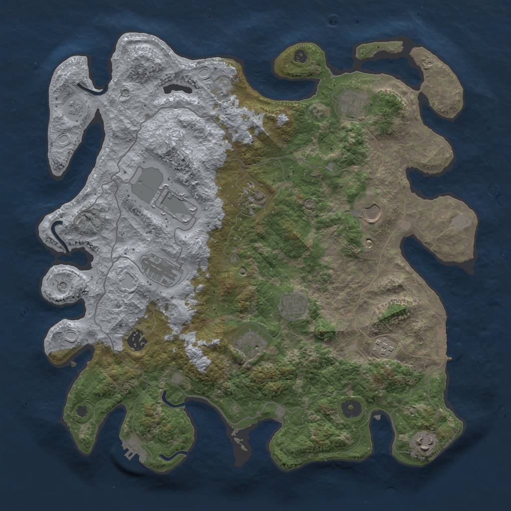 Rust Map: Procedural Map, Size: 4000, Seed: 121386, 19 Monuments