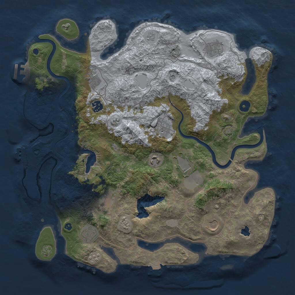 Rust Map: Procedural Map, Size: 4000, Seed: 473614, 16 Monuments