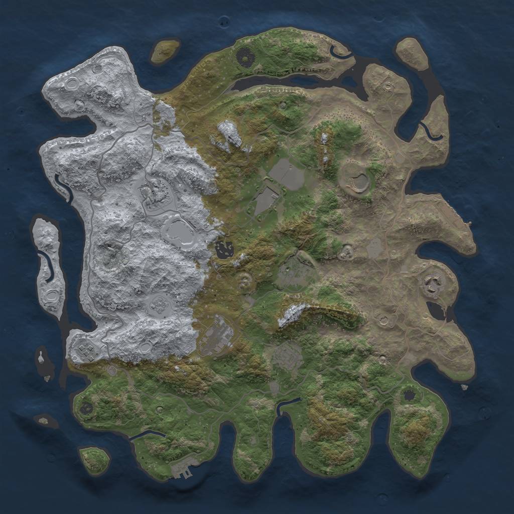 Rust Map: Procedural Map, Size: 4000, Seed: 247585796, 18 Monuments
