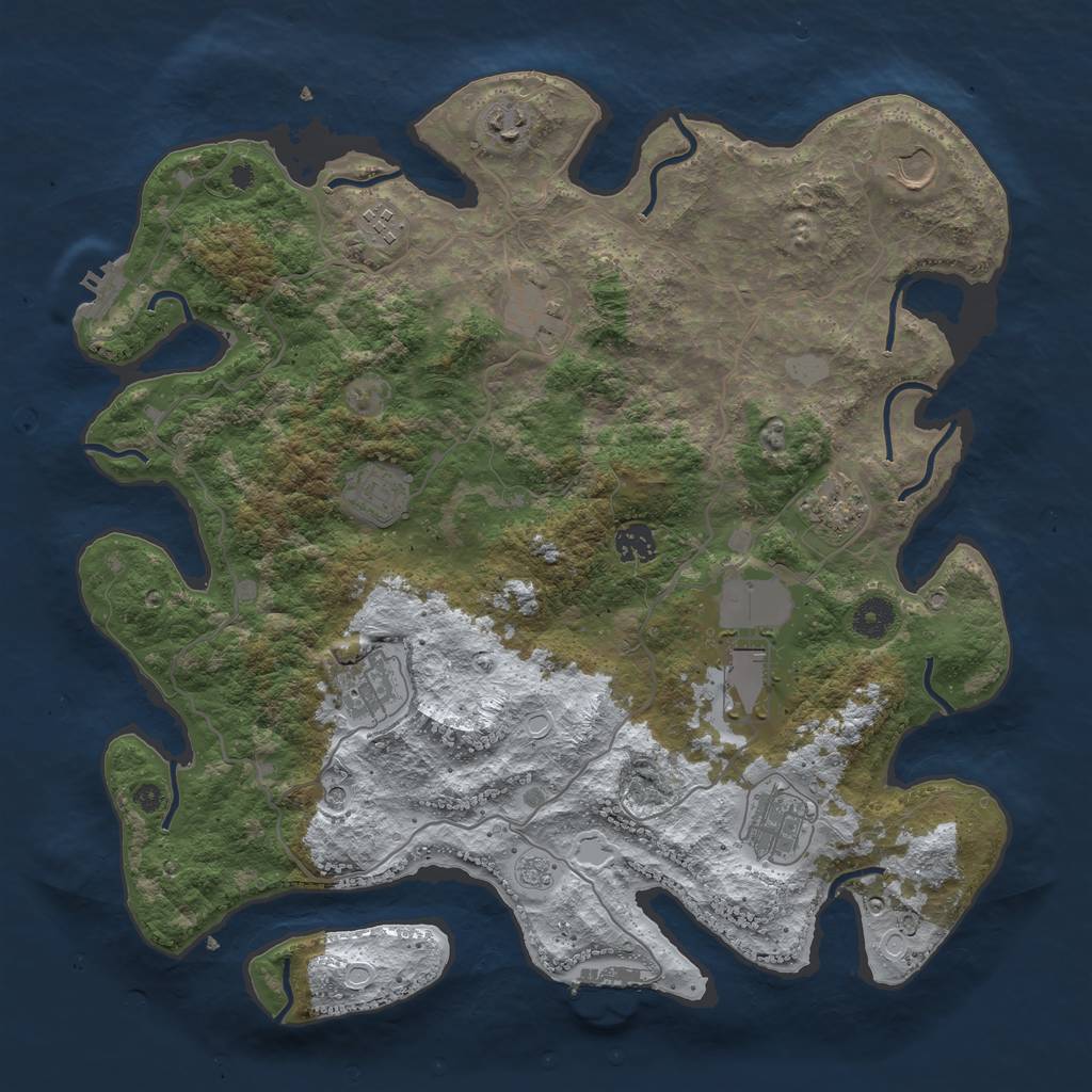 Rust Map: Procedural Map, Size: 4000, Seed: 32931, 19 Monuments