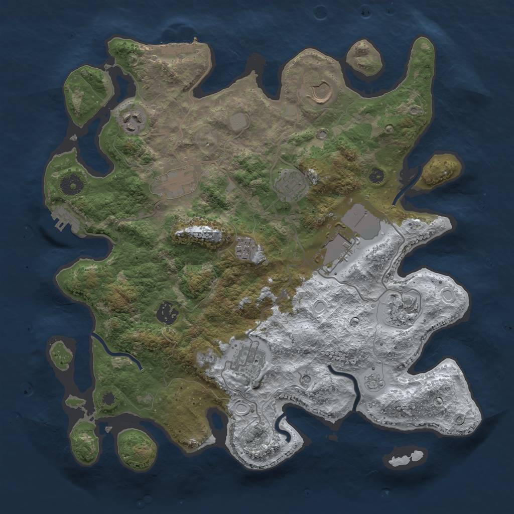 Rust Map: Procedural Map, Size: 3600, Seed: 1173839673, 18 Monuments