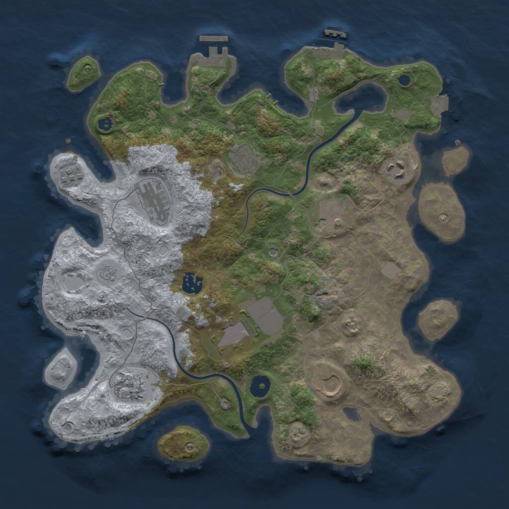 Rust Map: Procedural Map, Size: 3600, Seed: 394117943, 15 Monuments