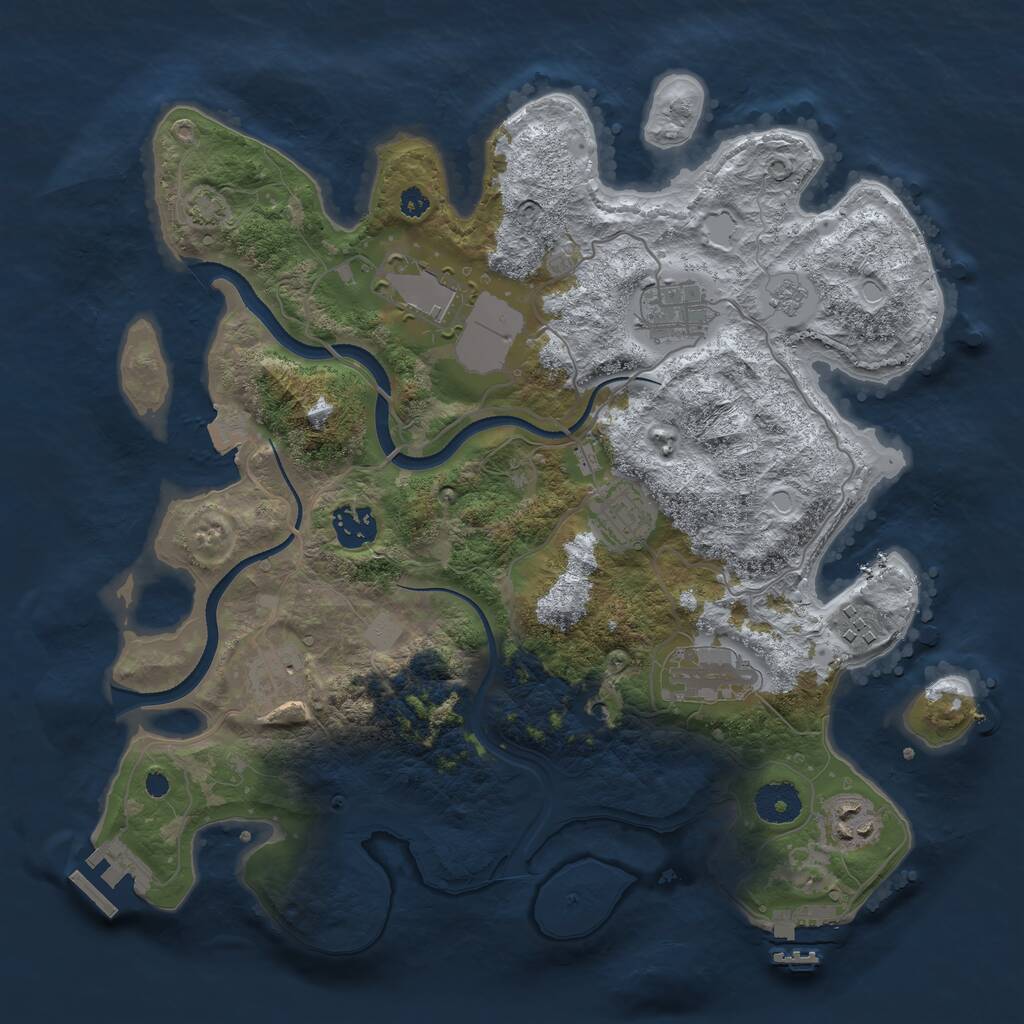 Rust Map: Procedural Map, Size: 3500, Seed: 1865423918, 14 Monuments