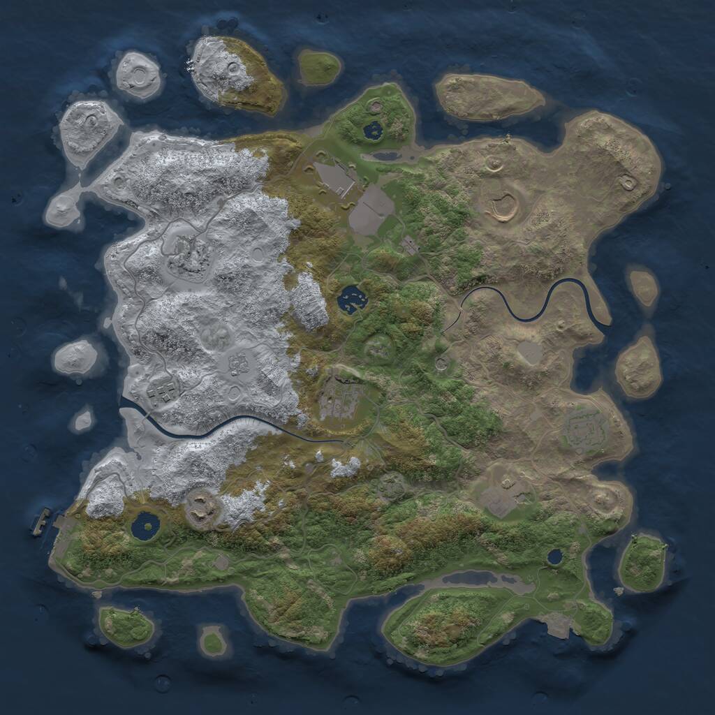 Rust Map: Procedural Map, Size: 3850, Seed: 960485929, 14 Monuments