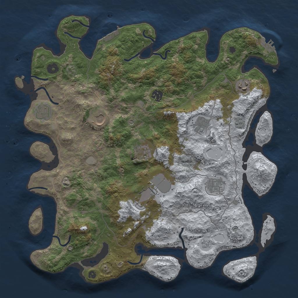 Rust Map: Procedural Map, Size: 4000, Seed: 340203405, 18 Monuments