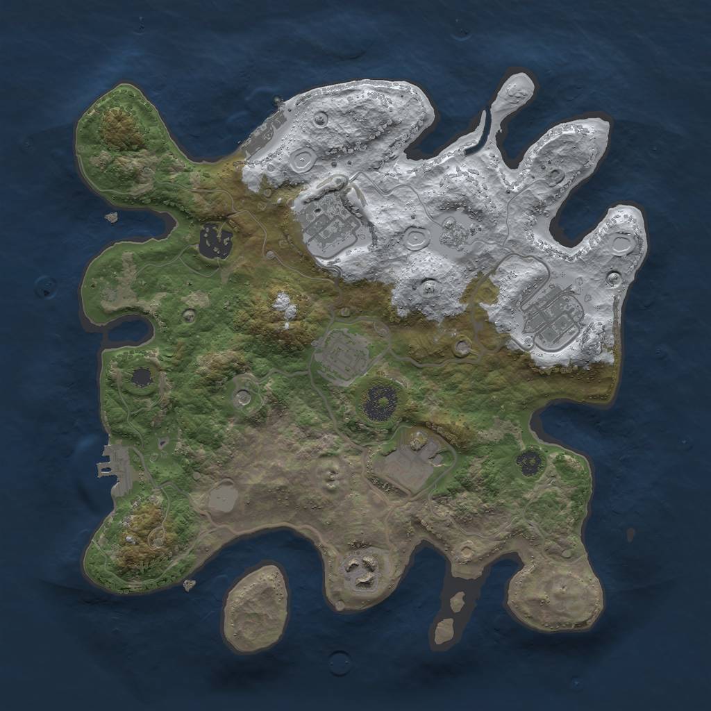 Rust Map: Procedural Map, Size: 3000, Seed: 66934, 15 Monuments