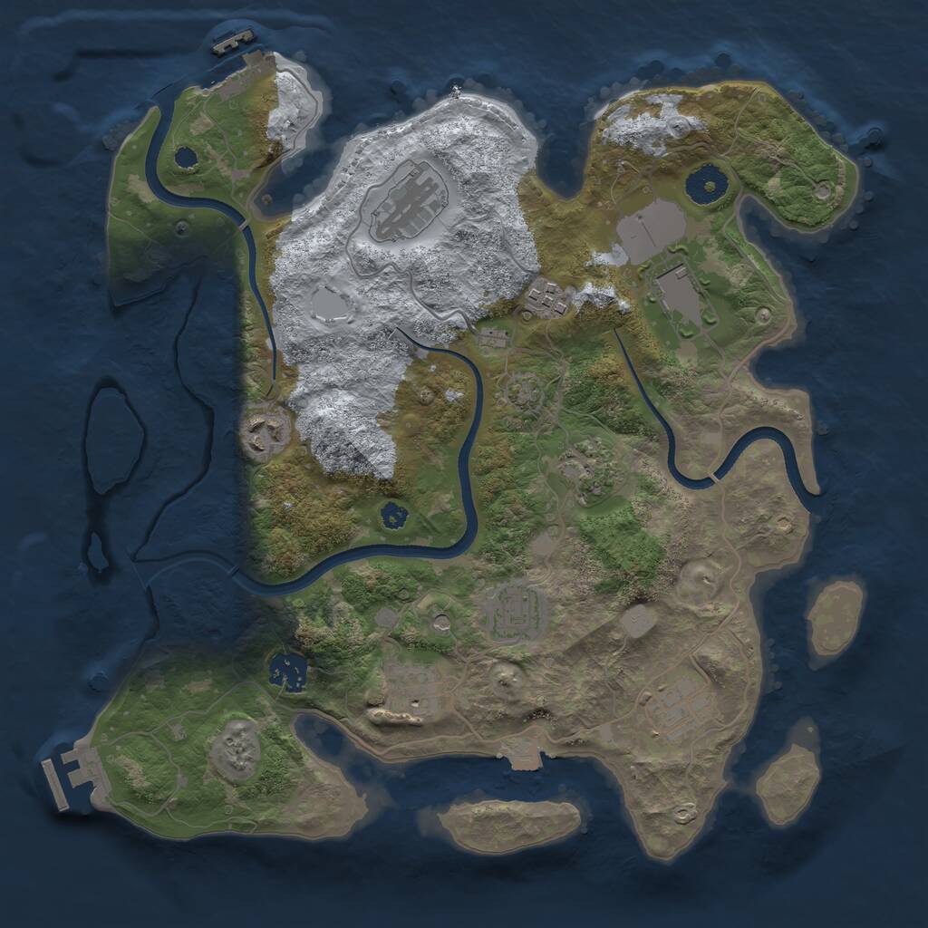 Rust Map: Procedural Map, Size: 3500, Seed: 134209947, 14 Monuments