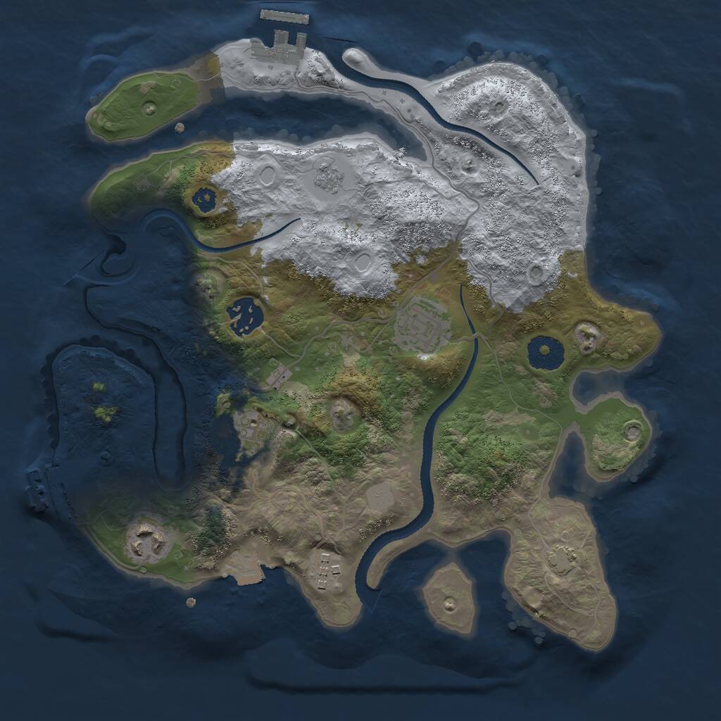 Rust Map: Procedural Map, Size: 3000, Seed: 1343019294, 10 Monuments