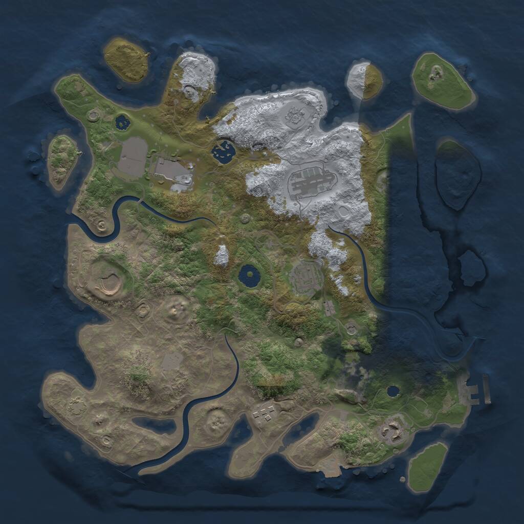 Rust Map: Procedural Map, Size: 3600, Seed: 1851293033, 13 Monuments