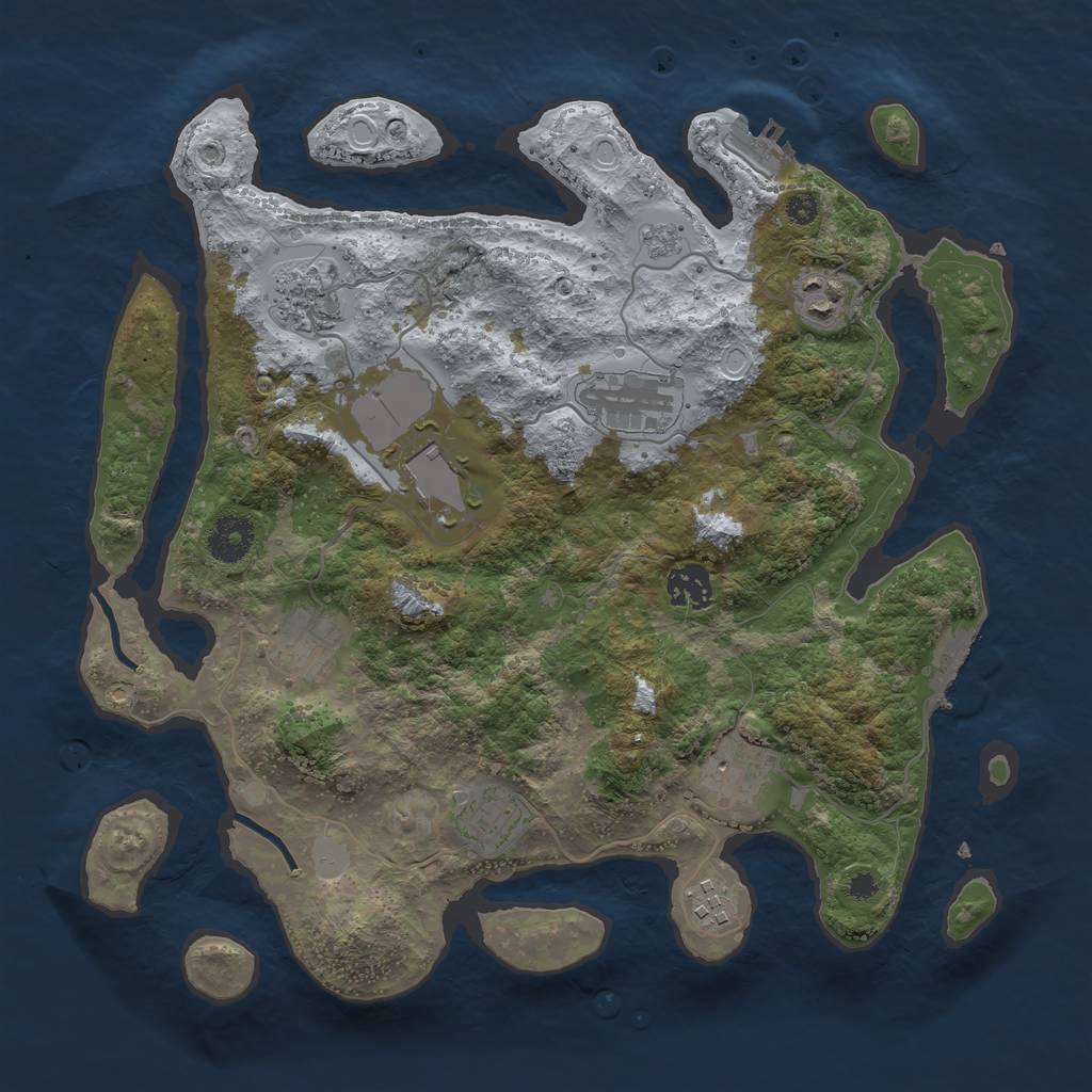 Rust Map: Procedural Map, Size: 3500, Seed: 1832019641, 17 Monuments