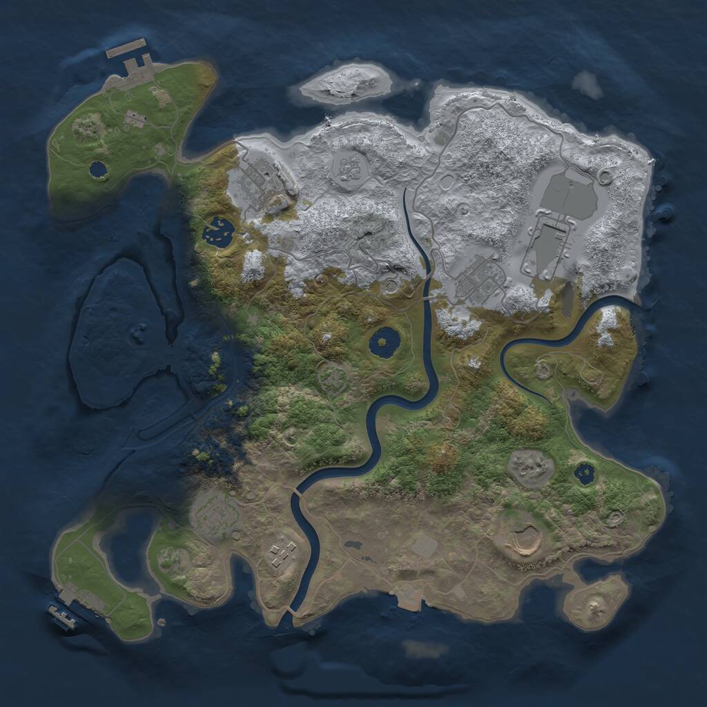 Rust Map: Procedural Map, Size: 3500, Seed: 230408729, 13 Monuments