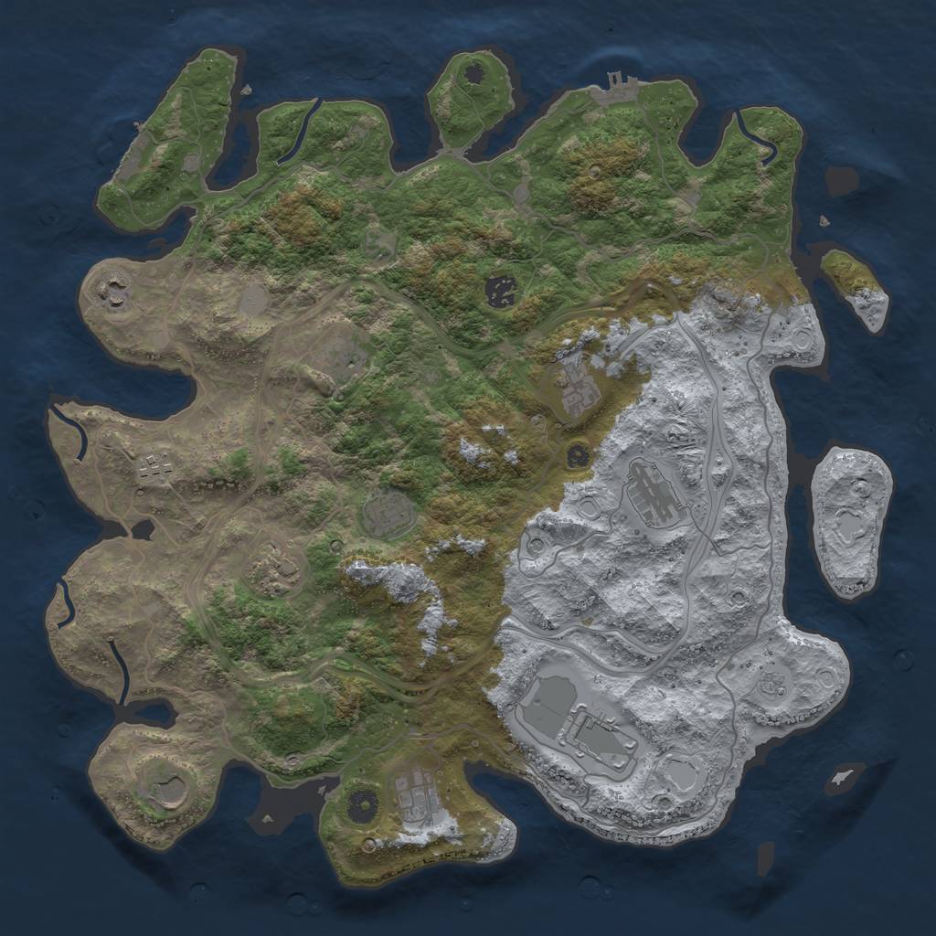 Rust Map: Procedural Map, Size: 4250, Seed: 971576859, 20 Monuments