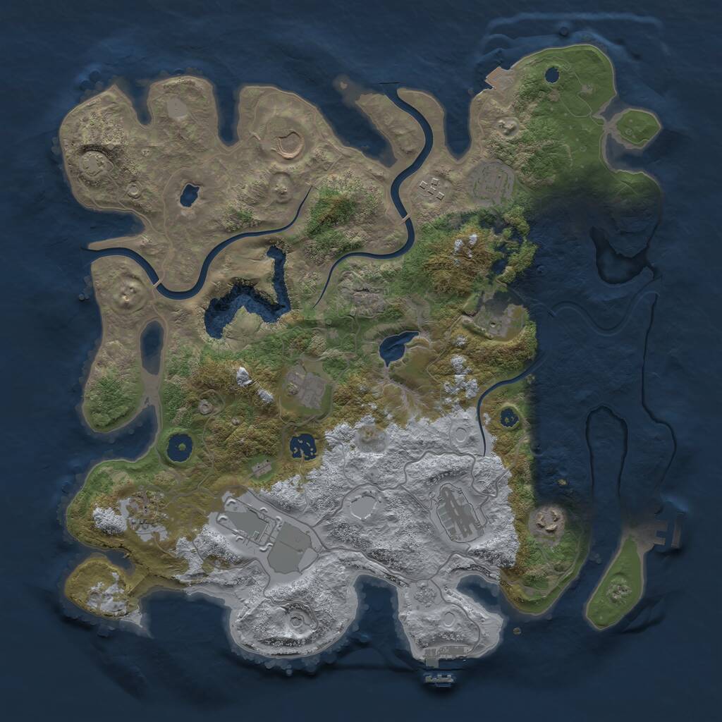 Rust Map: Procedural Map, Size: 4000, Seed: 472601, 16 Monuments