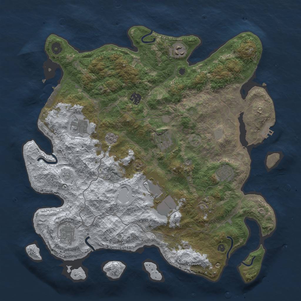 Rust Map: Procedural Map, Size: 4000, Seed: 693111515, 18 Monuments