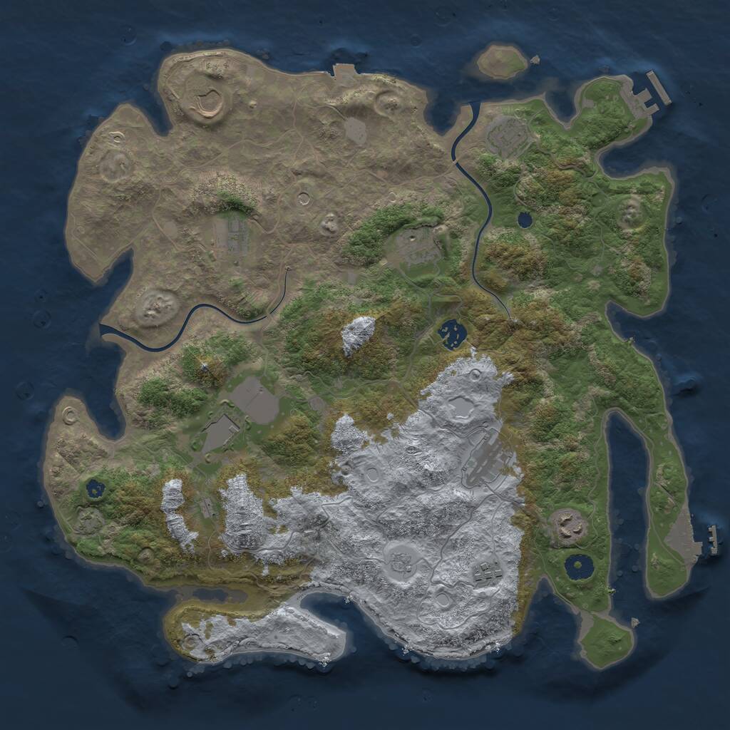 Rust Map: Procedural Map, Size: 3950, Seed: 2089038789, 15 Monuments