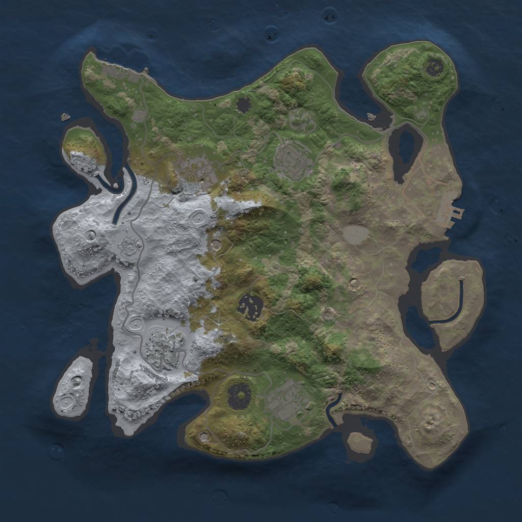 Rust Map: Procedural Map, Size: 3000, Seed: 445407731, 12 Monuments