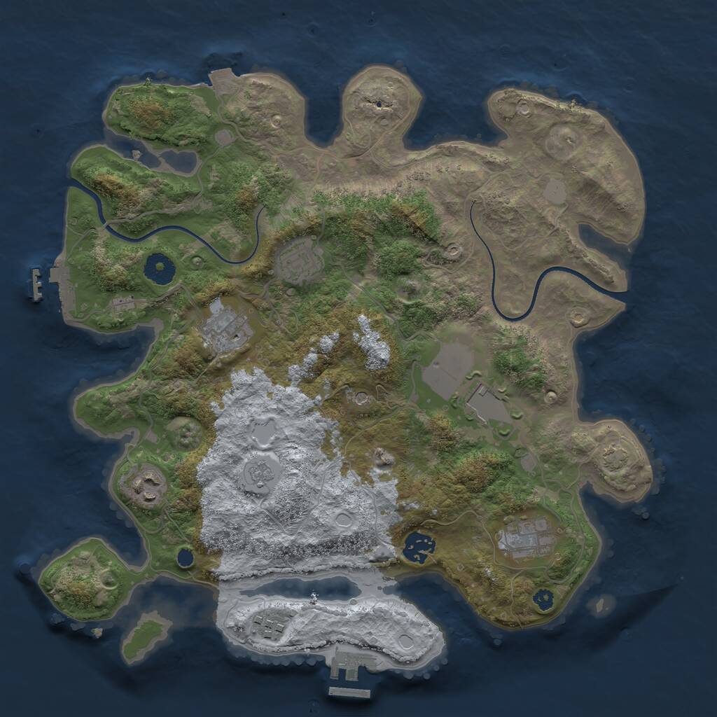 Rust Map: Procedural Map, Size: 3500, Seed: 21652, 13 Monuments