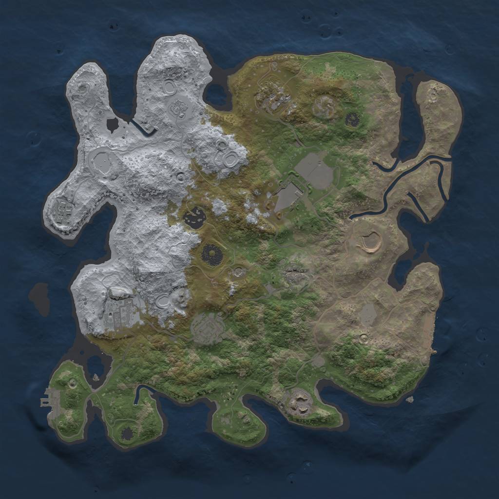 Rust Map: Procedural Map, Size: 3500, Seed: 354158325, 15 Monuments