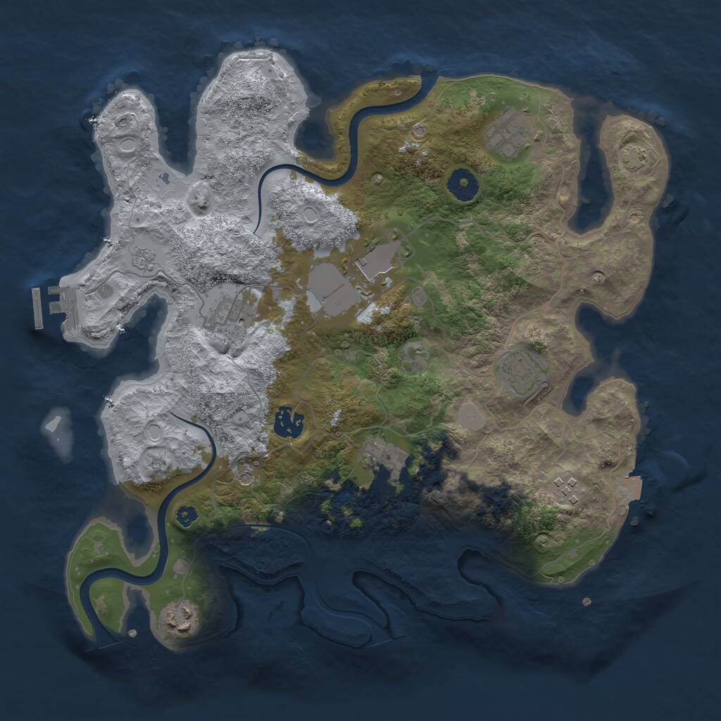 Rust Map: Procedural Map, Size: 3500, Seed: 354158325, 13 Monuments