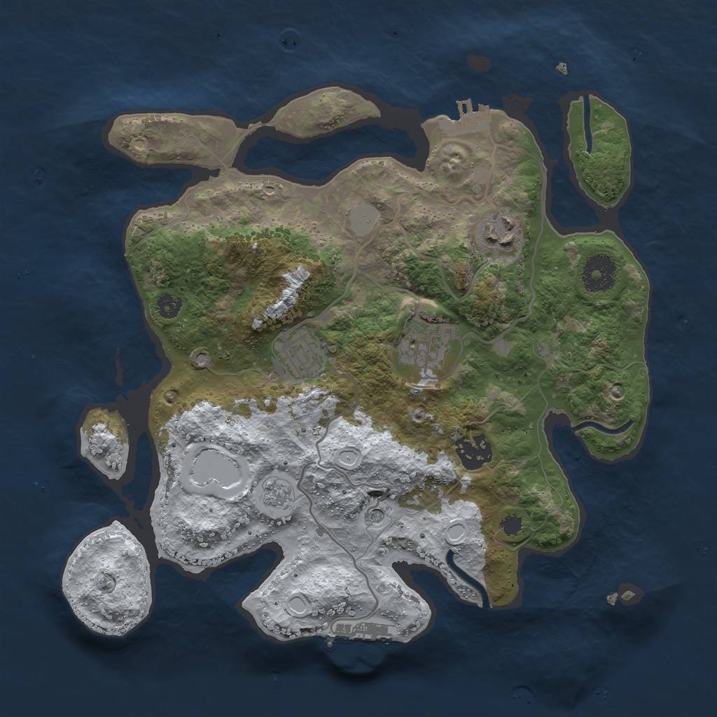 Rust Map: Procedural Map, Size: 3000, Seed: 77674390, 13 Monuments